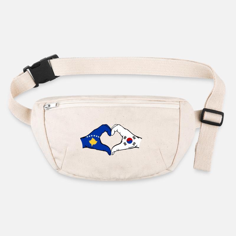 Kosovo Corée du Sud Drapeau Mains Coeur Forme Sac banane recyclé Stanley/Stella