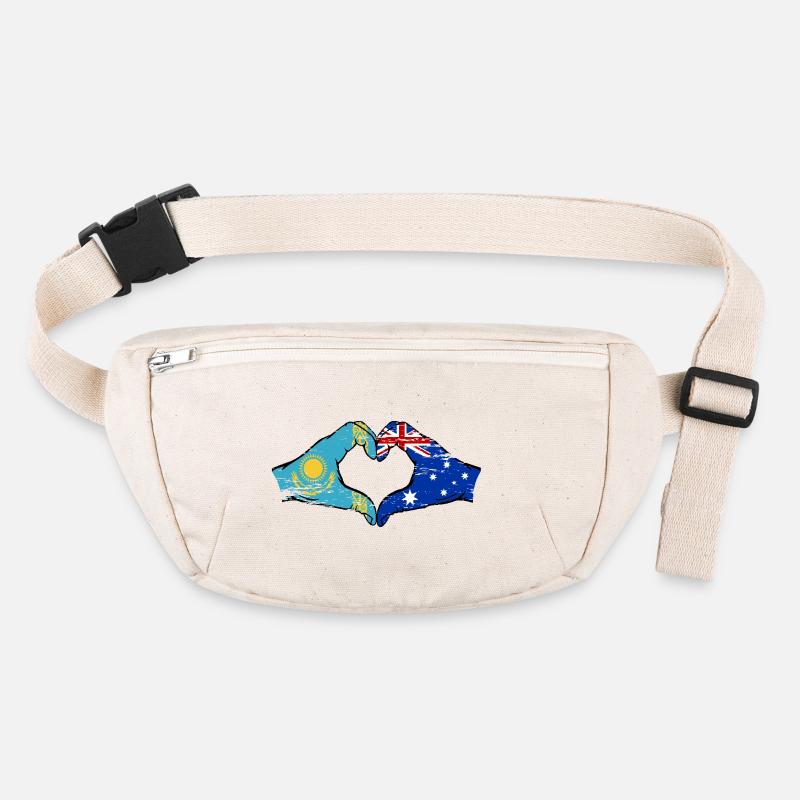 Kazakhstan Australia flag hands heart shape used Stanley/Stella recycled Hip Bag 