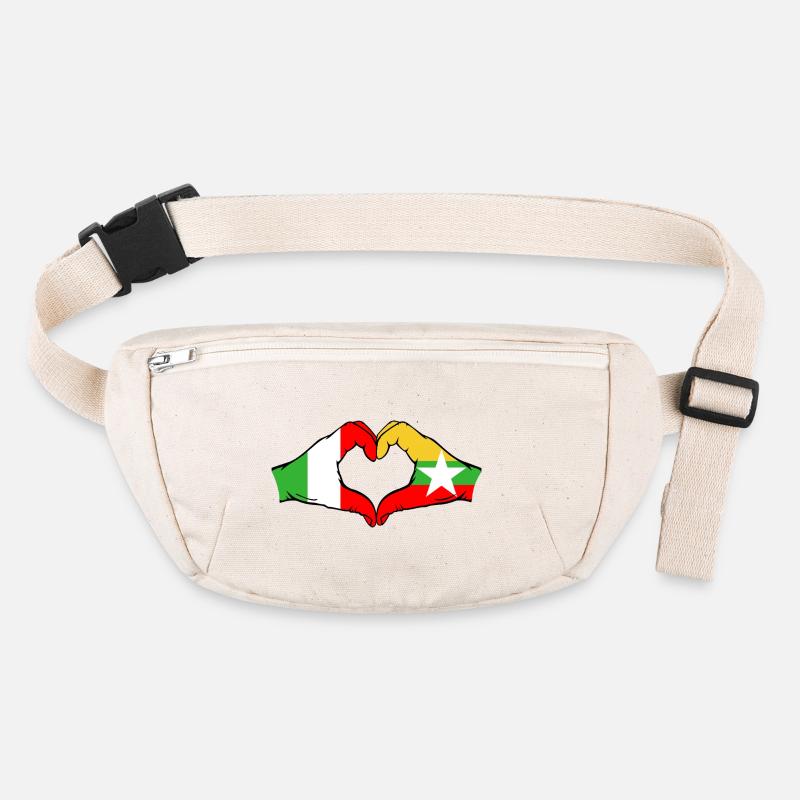 Italie Myanmar Drapeau Mains Coeur Forme Sac banane recyclé Stanley/Stella