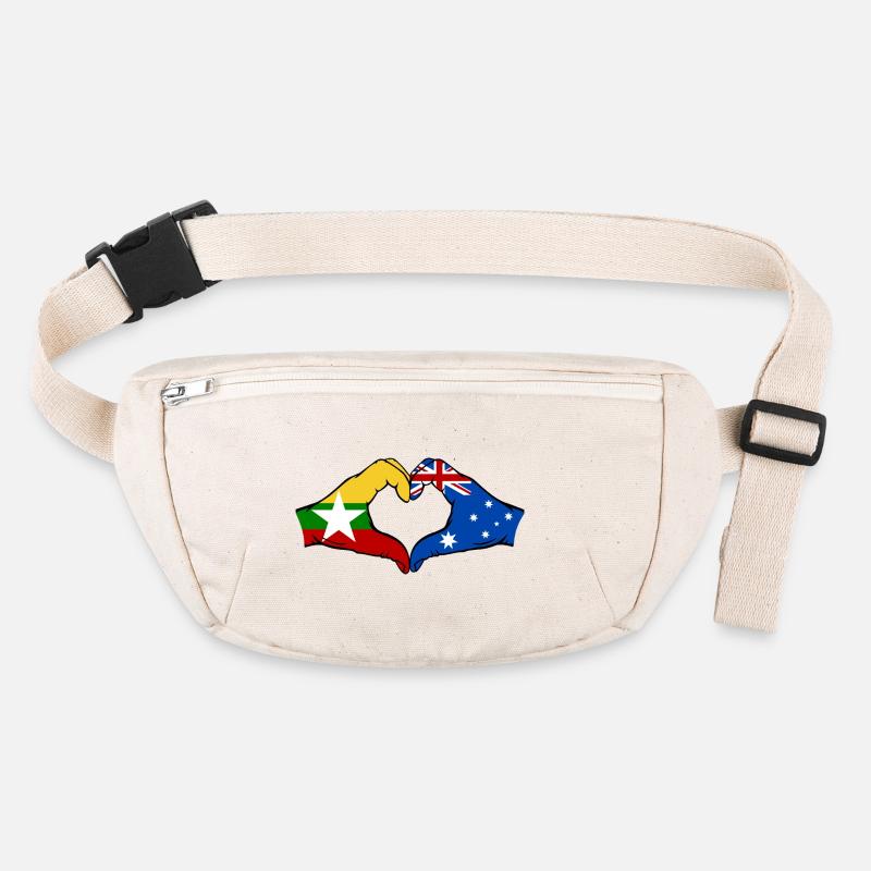 Myanmar Australia Flag Hands Heart Shape Stanley/Stella recycled Hip Bag 