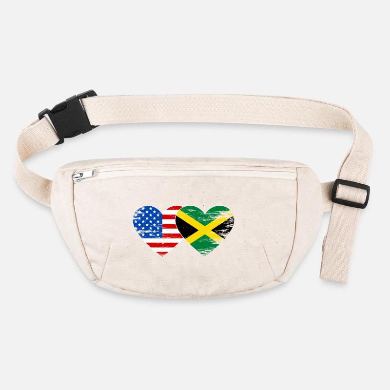 USA Jamaica flag hands heart shape used Stanley/Stella recycled Hip Bag 