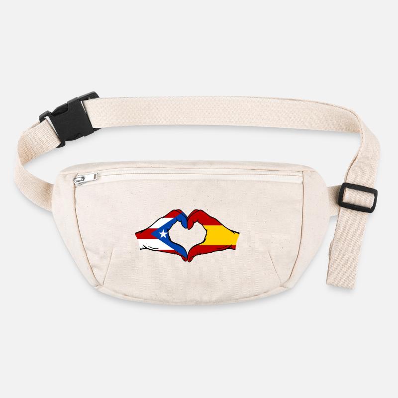 Porto Rico Espagne Drapeau Mains Coeur Forme Sac banane recyclé Stanley/Stella