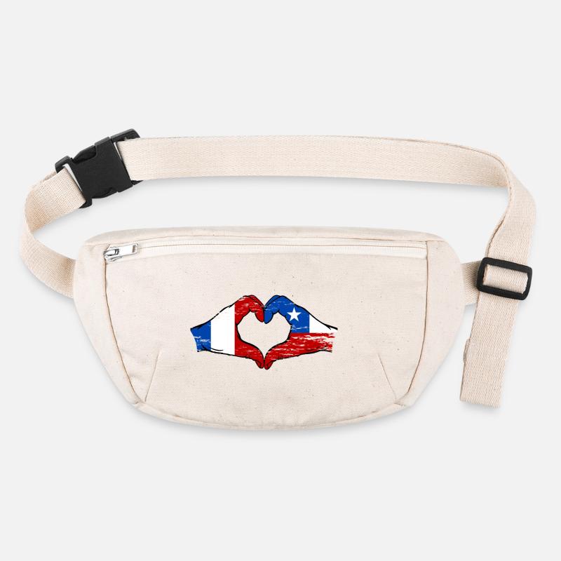 France Drapeau Chili mains forme de coeur utilisé Sac banane recyclé Stanley/Stella