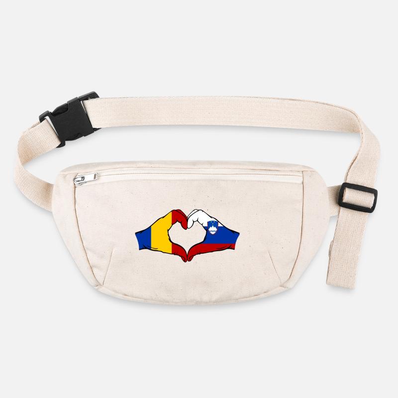 Romania Slovenia Flag Hands Heart Shape Stanley/Stella recycled Hip Bag 