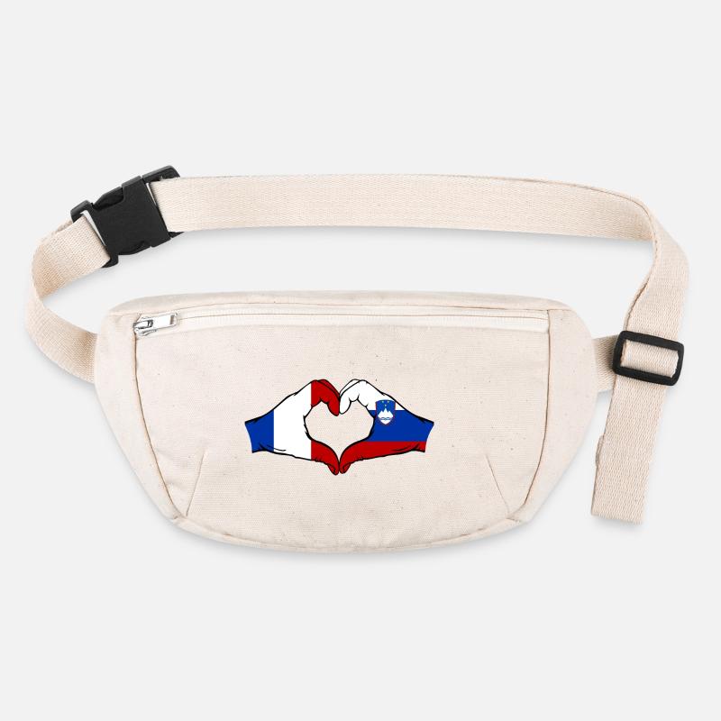 France Slovénie Drapeau Mains Coeur Forme Sac banane recyclé Stanley/Stella