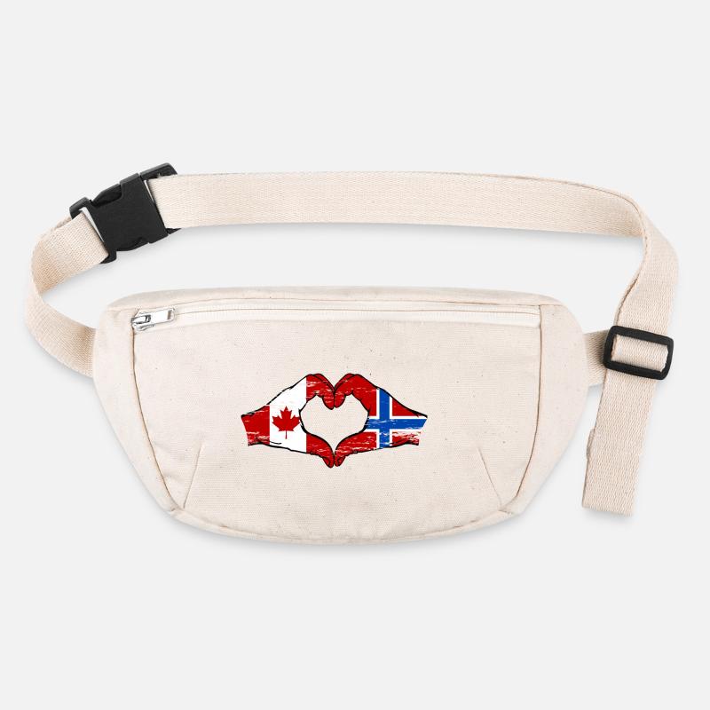 Canada Norway flag hands heart shape used Stanley/Stella recycled Hip Bag 
