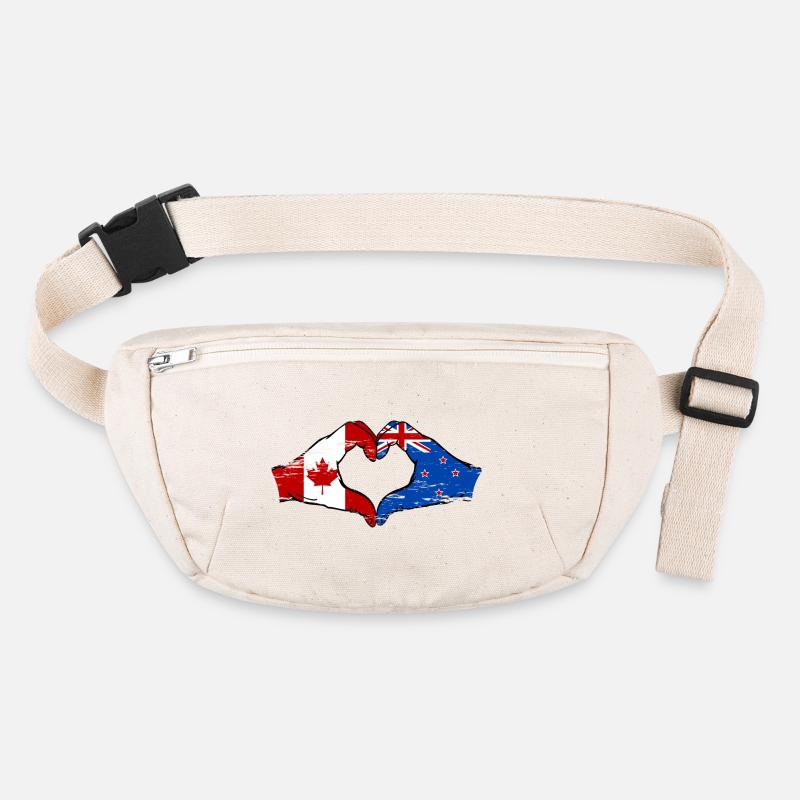 Mains du drapeau du Canada de la Nouvelle-Zélande en forme de coeur utilisé Sac banane recyclé Stanley/Stella