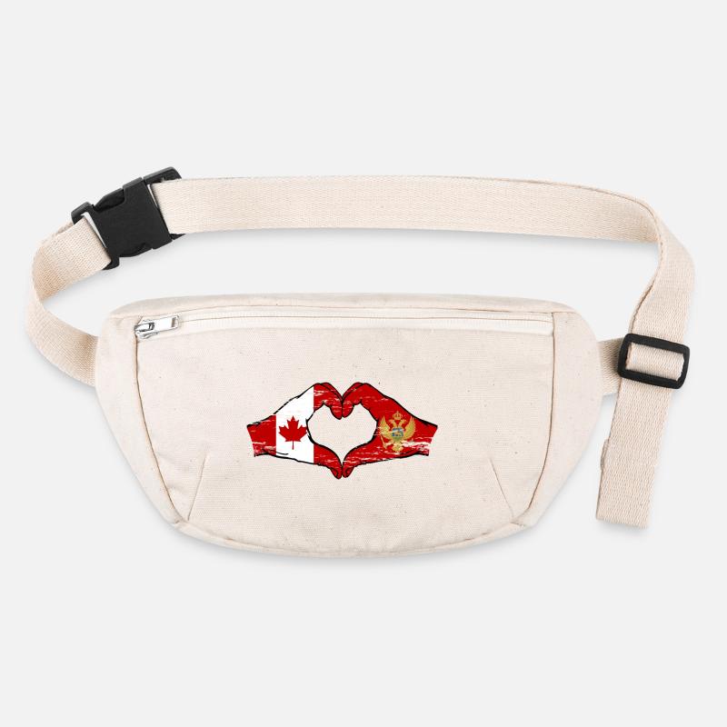 Canada Monténégro drapeau mains coeur utilisé Sac banane recyclé Stanley/Stella