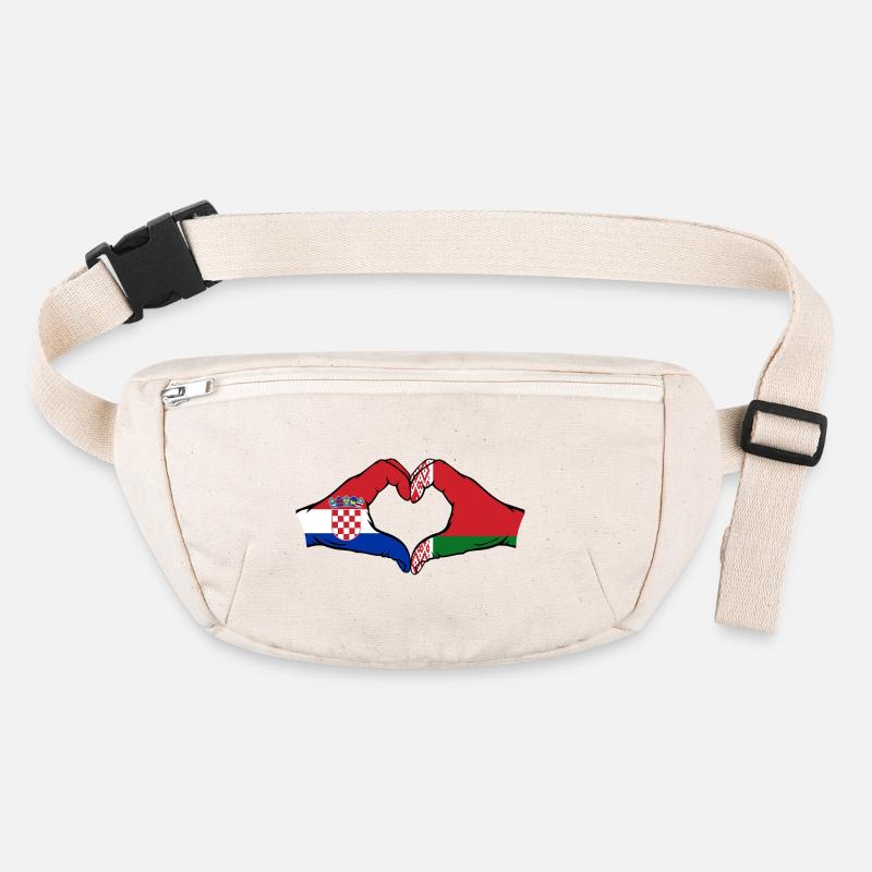 Croatie Biélorussie Drapeau Mains Coeur Forme Sac banane recyclé Stanley/Stella