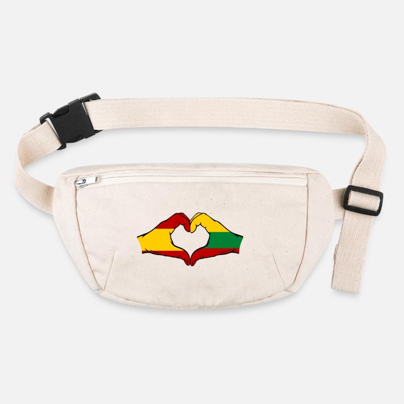 Espagne Lituanie Drapeau Mains Coeur Forme Sac banane recyclé Stanley/Stella