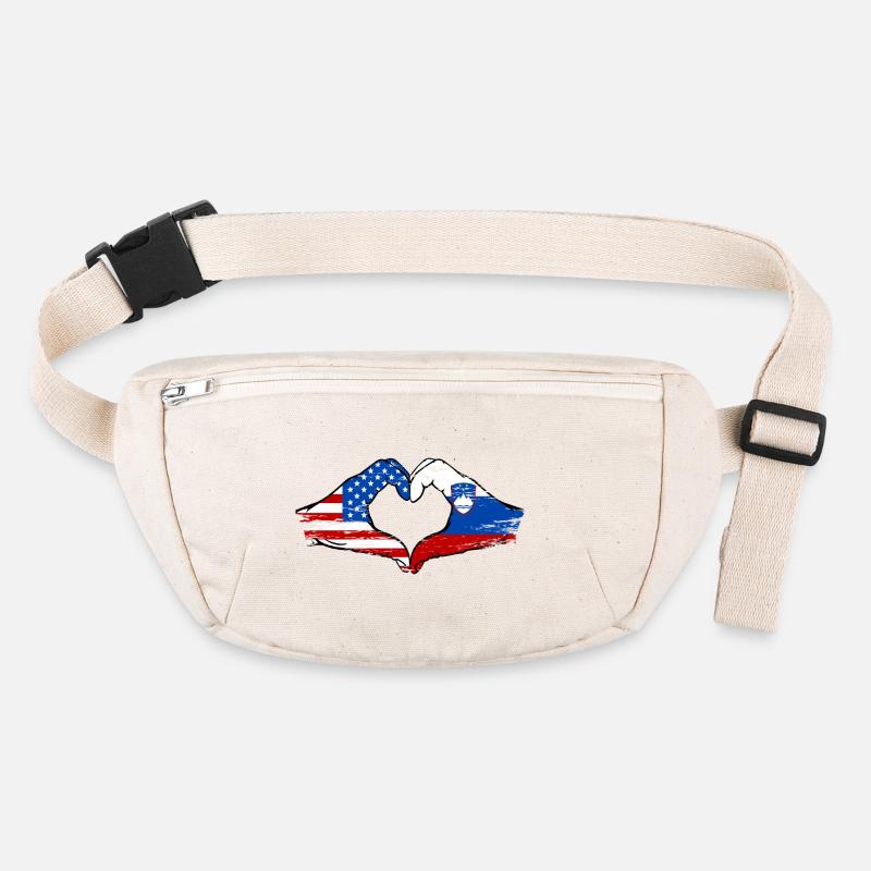 USA Slovenia Flag Hand Heart Shape Used Stanley/Stella recycled Hip Bag 