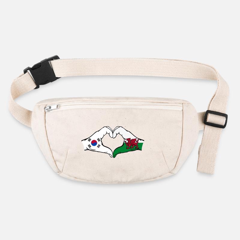 Corée du Sud Pays de Galles Drapeau Mains Coeur Forme Sac banane recyclé Stanley/Stella