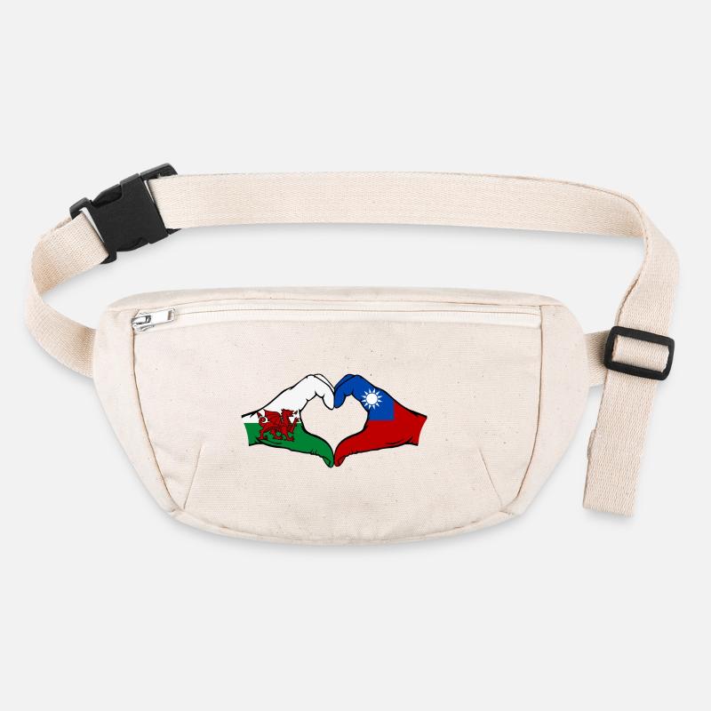 Wales Taiwan Flag Hands Heart Shape Stanley/Stella recycled Hip Bag 