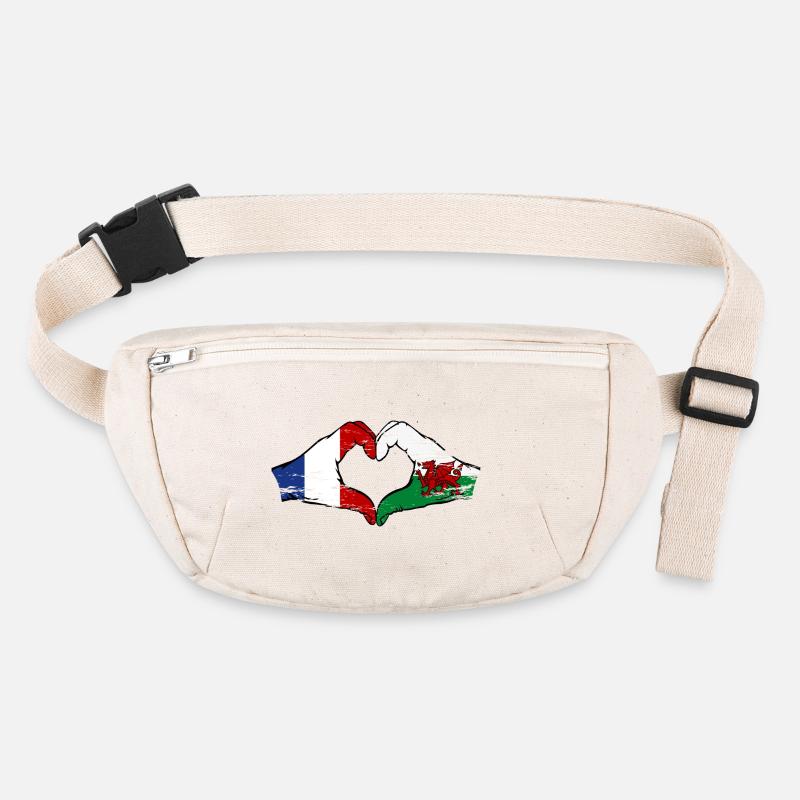 France Wales flag hands heart shape used Stanley/Stella recycled Hip Bag 