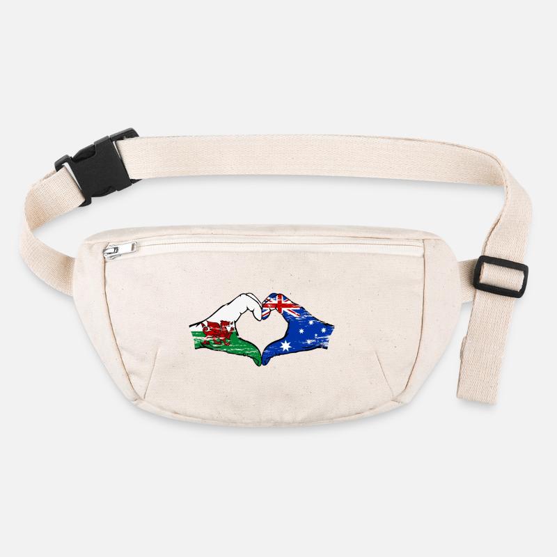 Wales Australia flag hands heart shape used Stanley/Stella recycled Hip Bag 