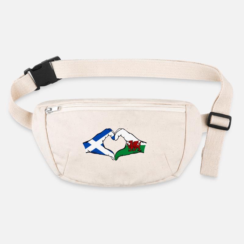 Ecosse Pays de Galles Drapeau Mains Coeur Forme Sac banane recyclé Stanley/Stella