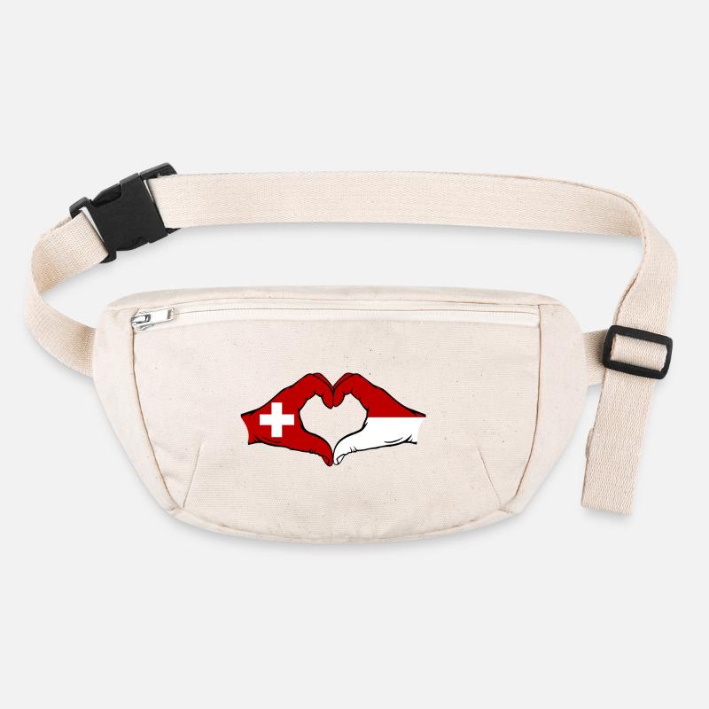 Suisse Monaco Drapeau Mains Coeur Forme Sac banane recyclé Stanley/Stella