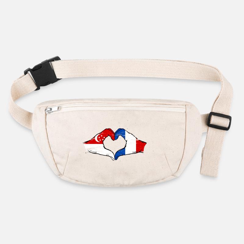 Singapour France Drapeau Mains Coeur Forme Utilisé Sac banane recyclé Stanley/Stella