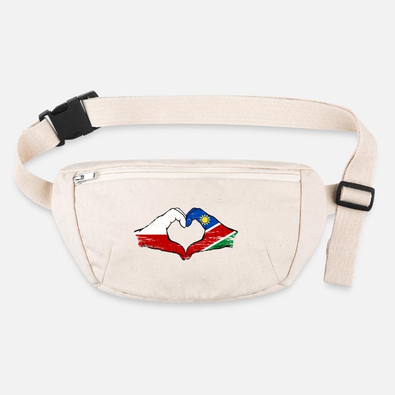 Drapeau de la Pologne et de la Namibie, mains en forme de cœur, utilisé Sac banane recyclé Stanley/Stella