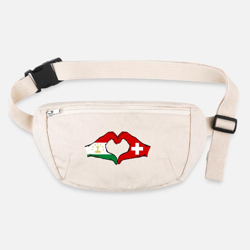 Schweiz Tadschikistan Flaggenherz  Stanley/Stella recycelte Gürteltasche