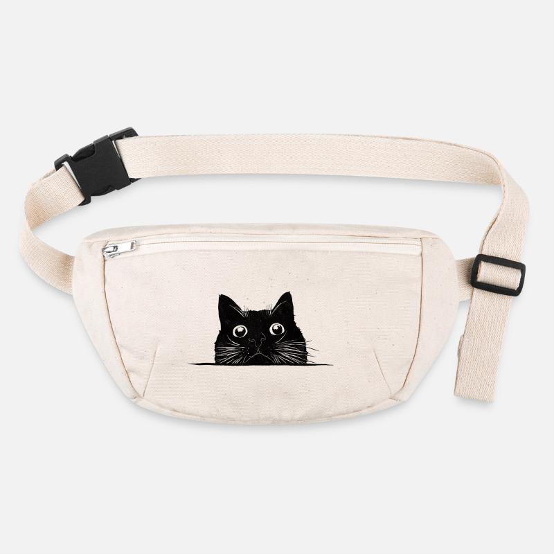 Peeping cat with whiskers black Stanley/Stella recycled Hip Bag 