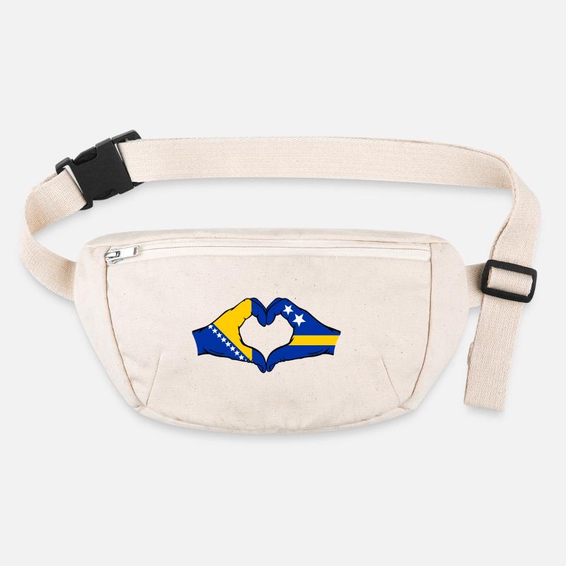 Drapeau Bosnie Curaçao Mains en forme de cœur Sac banane recyclé Stanley/Stella