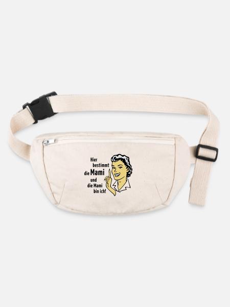 Hier bestimmt die Mami und die Mami bin ich! - Stanley/Stella recycelte Gürteltasche - Naturweiß - Vorne