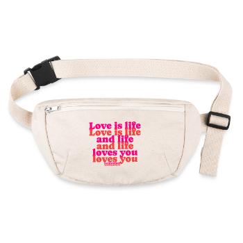 L’amour c’est la vie, la vie t’aime, courage XO752 - Sac banane recyclé Stanley/Stella - blanc naturel - Devant