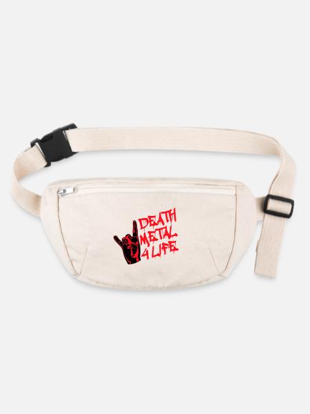 Heavy Death Metal 4 Life Hard Rock Cool Handgeste - Stanley/Stella recycelte Gürteltasche - Naturweiß - Vorne