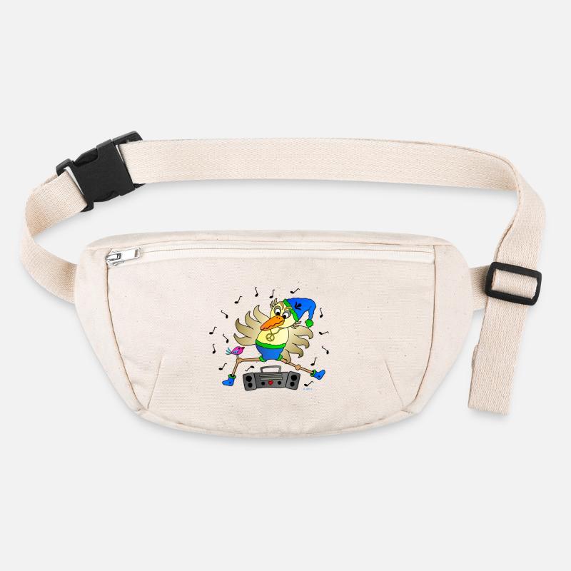 Schräger Vogel Tänzer mit Ghettoblaster Fun Comic Stanley/Stella recycelte Gürteltasche