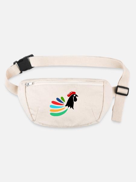 COQ. CHEVAL. POULE. COQ. ANIMAL. OISEAU. LICORNE. - Sac banane recyclé Stanley/Stella - blanc naturel - Devant