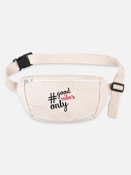 good vibes hashtag - Stanley/Stella recycelte Gürteltasche - Naturweiß - Vorne