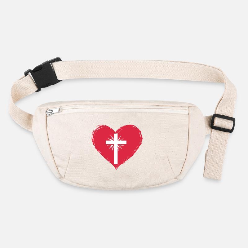 heart cross - Stanley/Stella recycelte Gürteltasche - Naturweiß