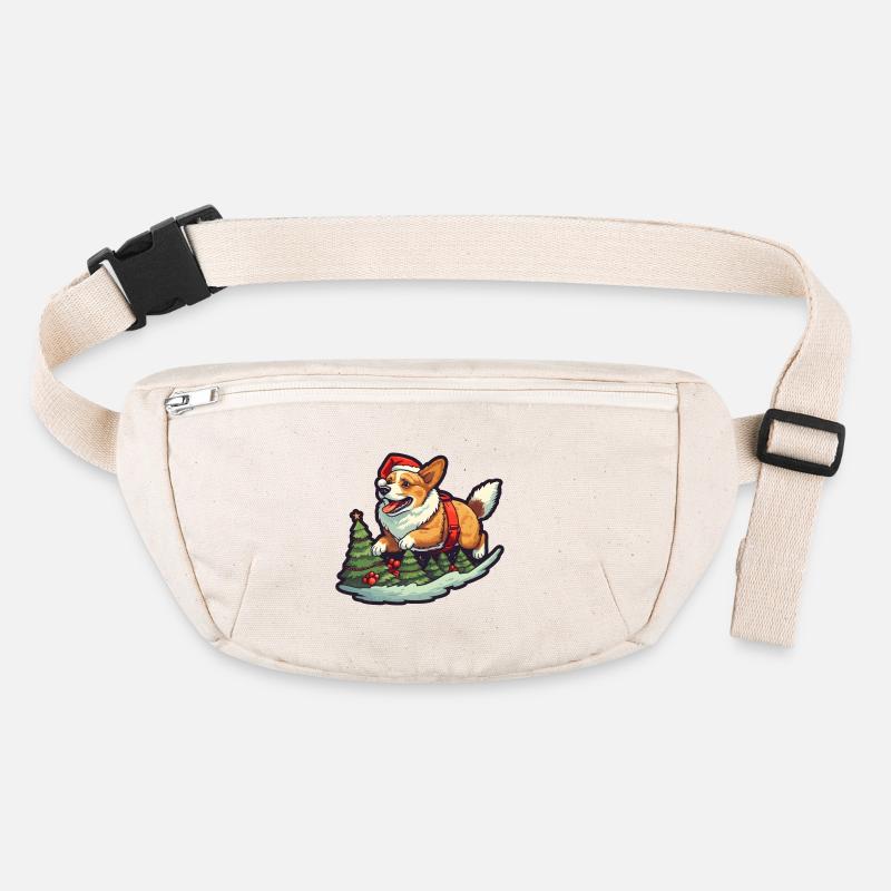 Noël Joyeux Corgi dans la forêt de pins Sac banane recyclé Stanley/Stella