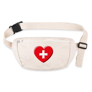 Heart With Swiss Cross (I Love Switzerland 3D 3C) - Stanley/Stella recycled Hip Bag  - natural - Front