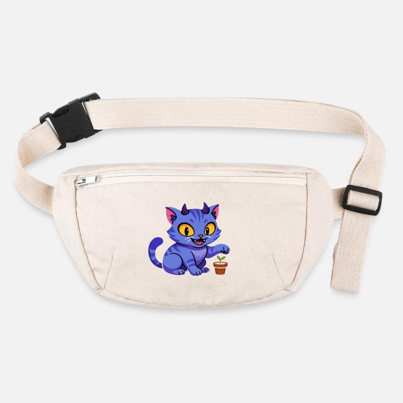 Blauer Katzenkobold mit Pflanze Stanley/Stella recycelte Gürteltasche