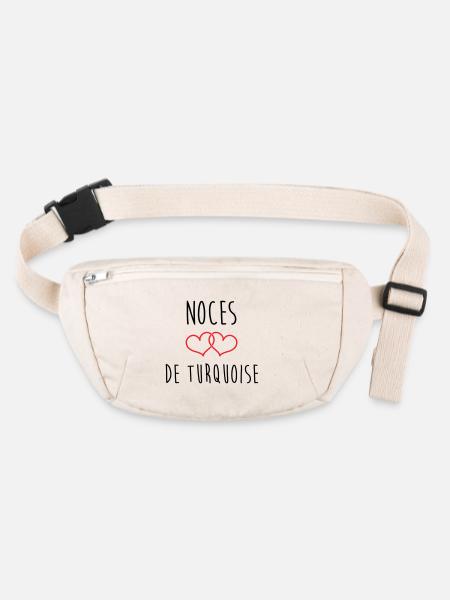 Noces de Turquoise 18 ans de mariage - Sac banane recyclé Stanley/Stella - blanc naturel - Devant