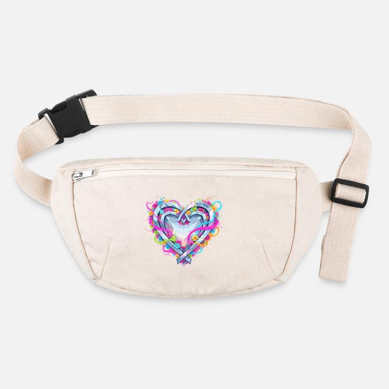 Colorful flower heart with bow tendrils Stanley/Stella recycled Hip Bag 