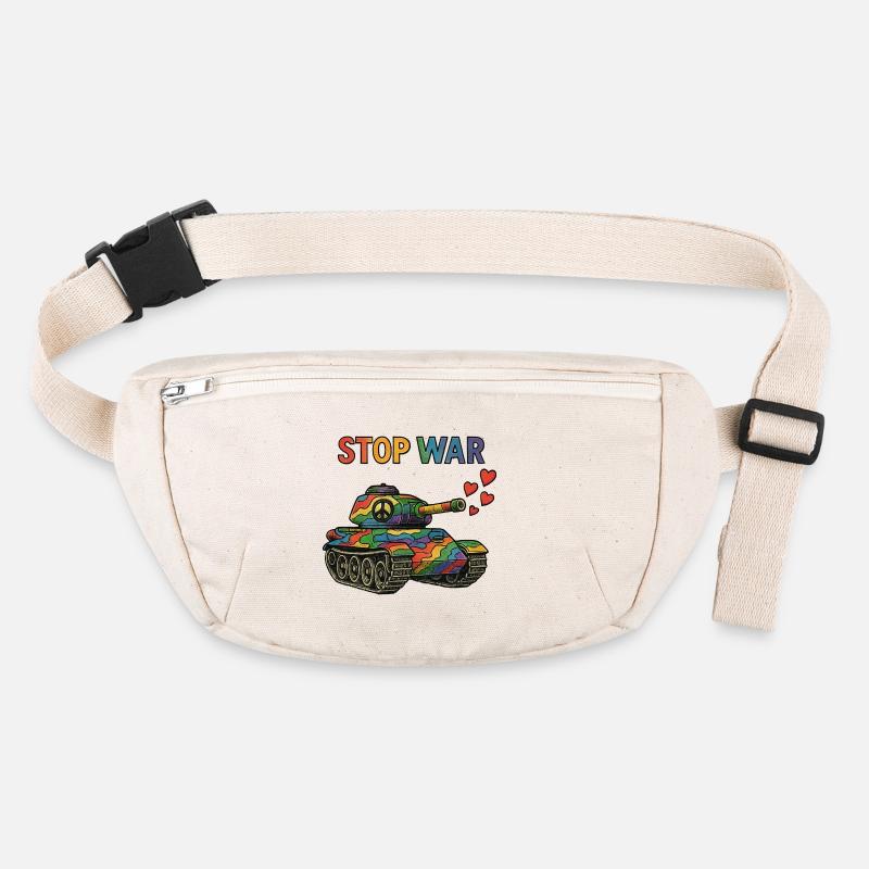 Char arc-en-ciel avec signe de paix – STOP WAR Sac banane recyclé Stanley/Stella