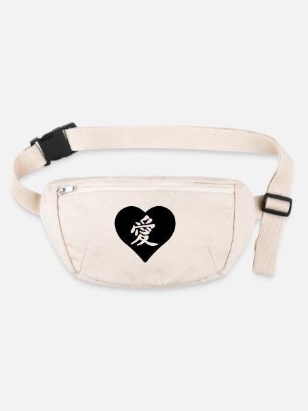 Character sign of love cut out in heart - Stanley/Stella recycled Hip Bag  - natural - Front