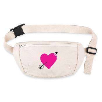 Coeur d’amour avec flèche - Sac banane recyclé Stanley/Stella - blanc naturel - Devant