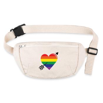 Flèche arc-en-ciel coeur fierté - Sac banane recyclé Stanley/Stella - blanc naturel - Devant