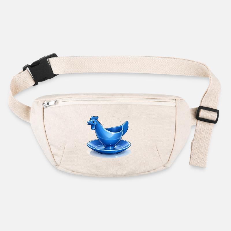 Blauer DDR Eierbecher Huhn Fanart, Ostalgie Stanley/Stella recycelte Gürteltasche