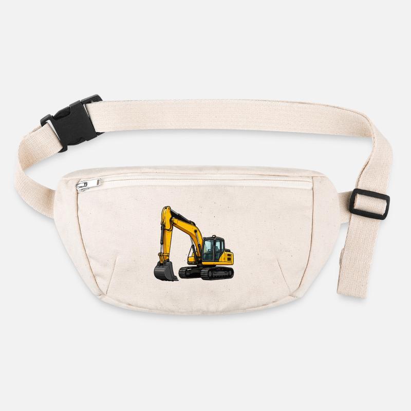 Excavatrice jaune sur un chantier de construction Sac banane recyclé Stanley/Stella