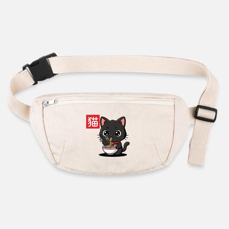 Chaton mange Ramen Illustration Sac banane recyclé Stanley/Stella