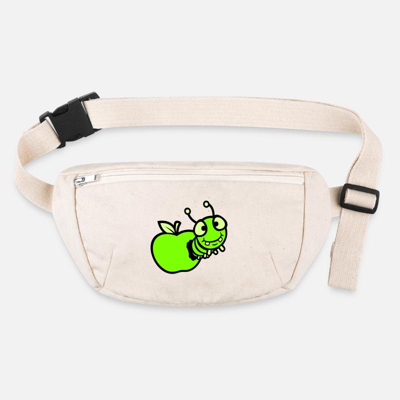 Caterpillar peeps apple hole comic funny cute cute Stanley/Stella recycled Hip Bag 