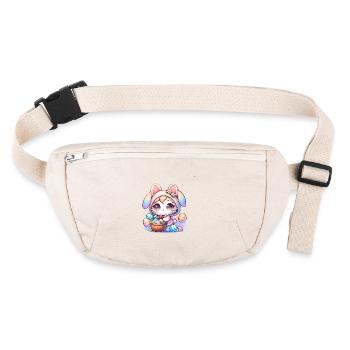 Un chaton avec une tenue de lapin livrant des œufs de Pâques - Sac banane recyclé Stanley/Stella - blanc naturel - Devant