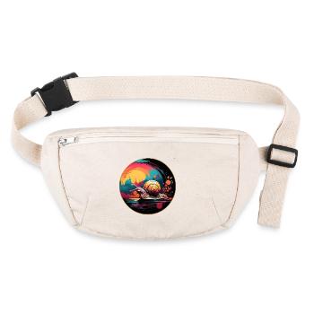 Escargot dans un cercle coloré toujours avec le calme - Sac banane recyclé Stanley/Stella - blanc naturel - Devant