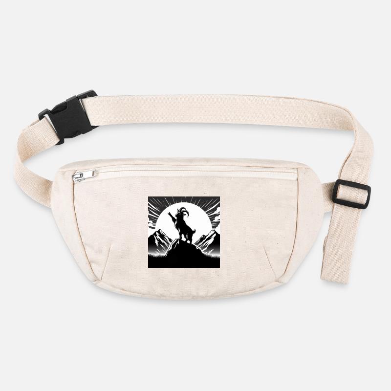 Goat with raised hoof, comic, drawing, black Stanley/Stella recycled Hip Bag 