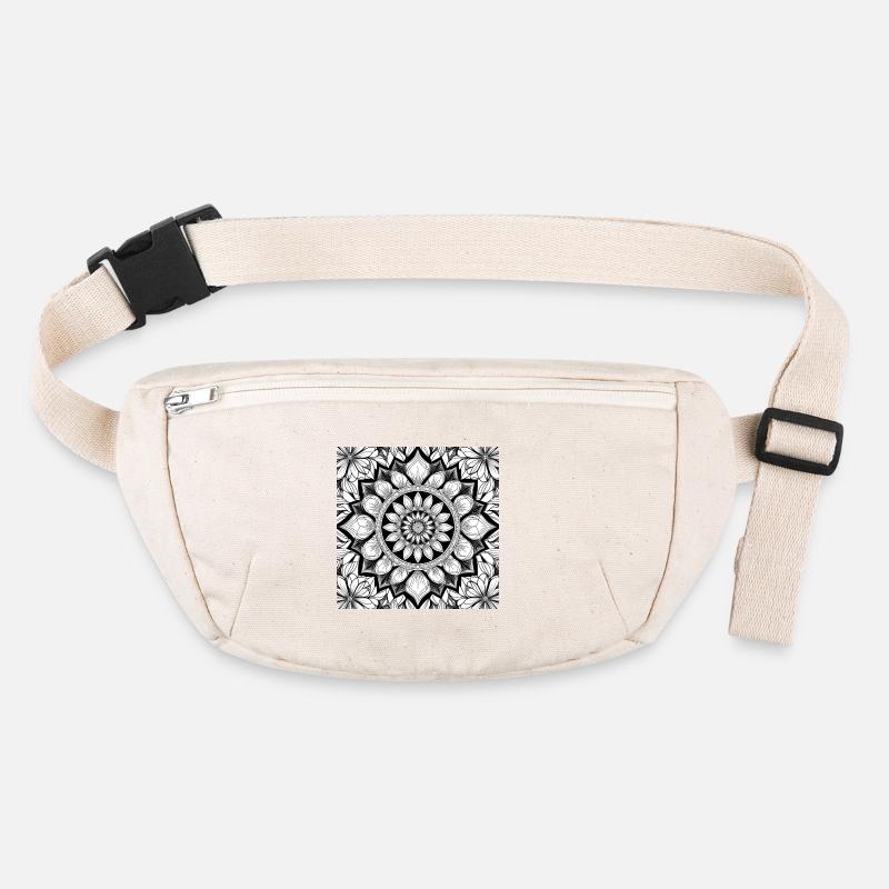 Blumenmuster Mandala Schwarz Weiß Stanley/Stella recycelte Gürteltasche
